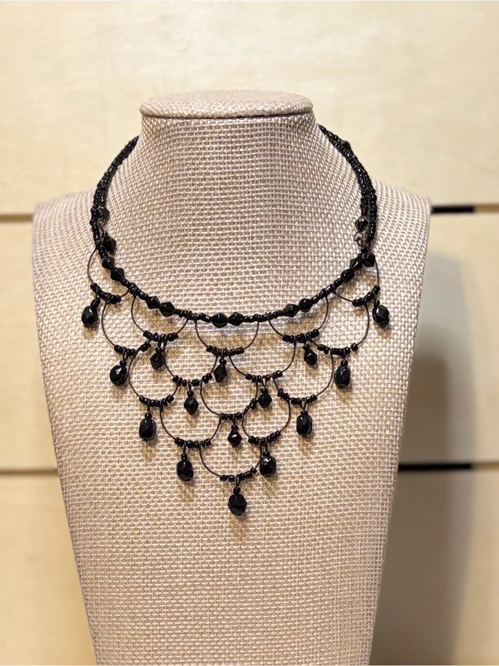 Elegant Black Beaded Cascade Necklace - Women Jewelry